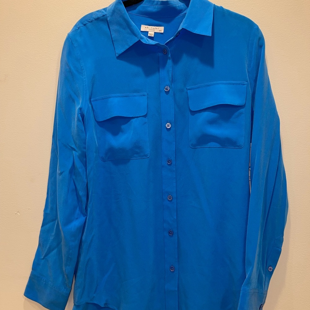 Blue blouse by Equipment, size M.